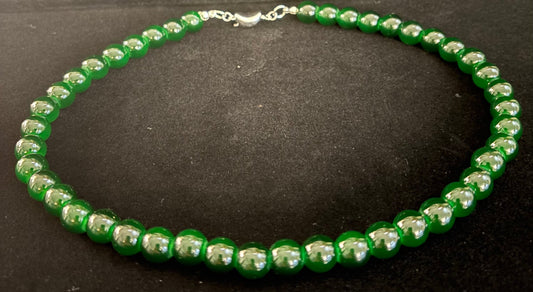 Emerald Green 8mm Beaded Choker Necklace – Bold, Timeless & Vibrant 💚✨