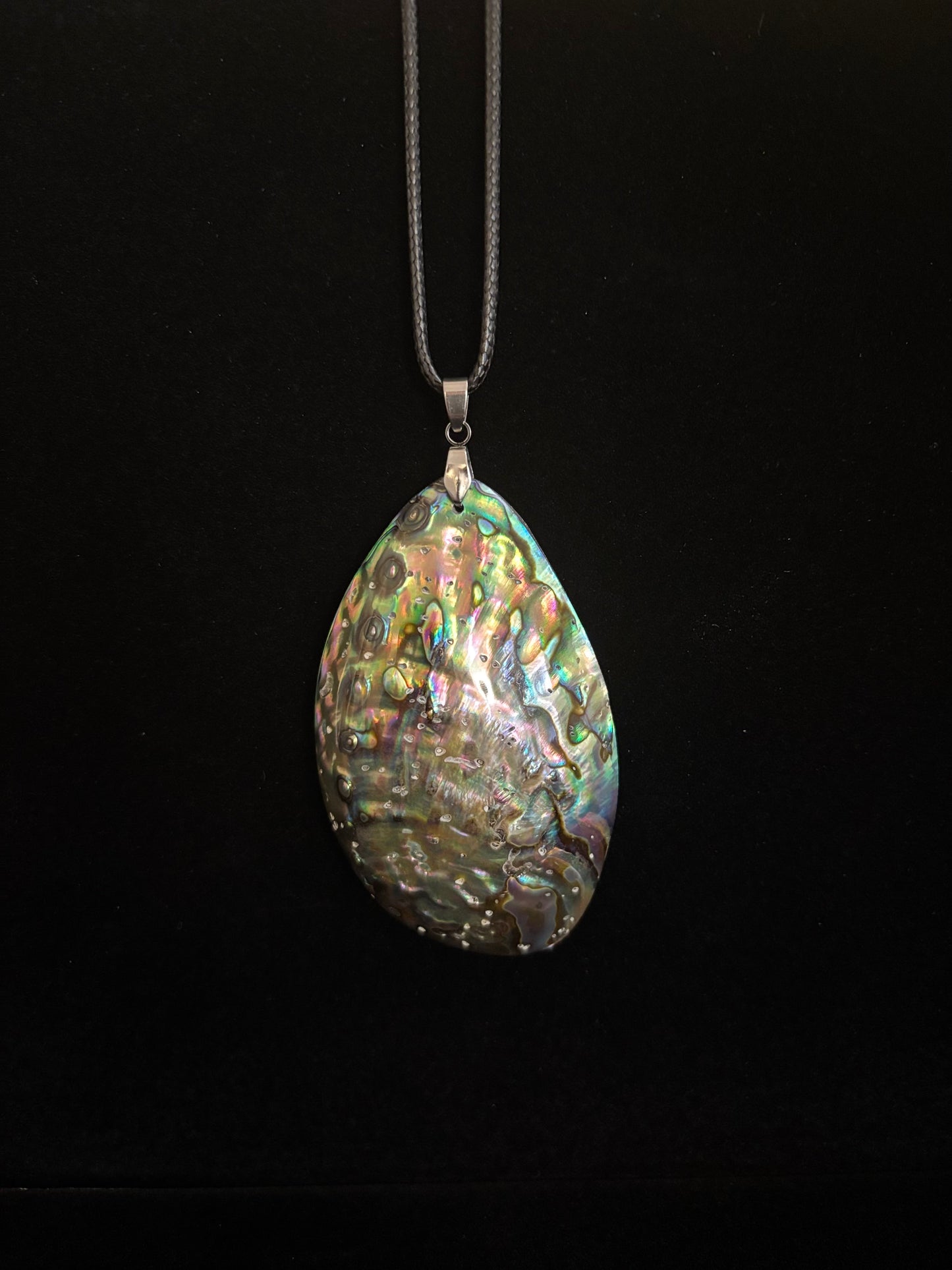 Natural Abalone Shell Copper Edged Pendant Necklace