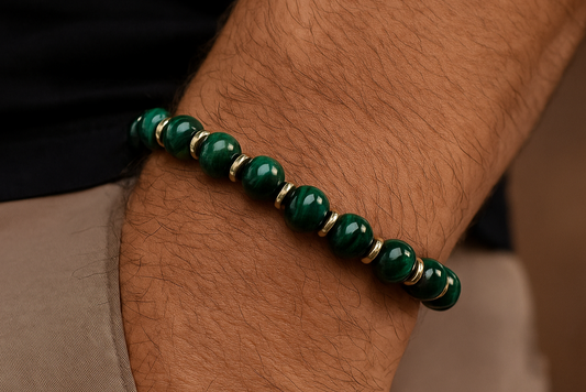 Green Tiger Eye Wealth & Confidence Bracelet – 8mm Beads with Gold Accents (Medium to Large Wrists)