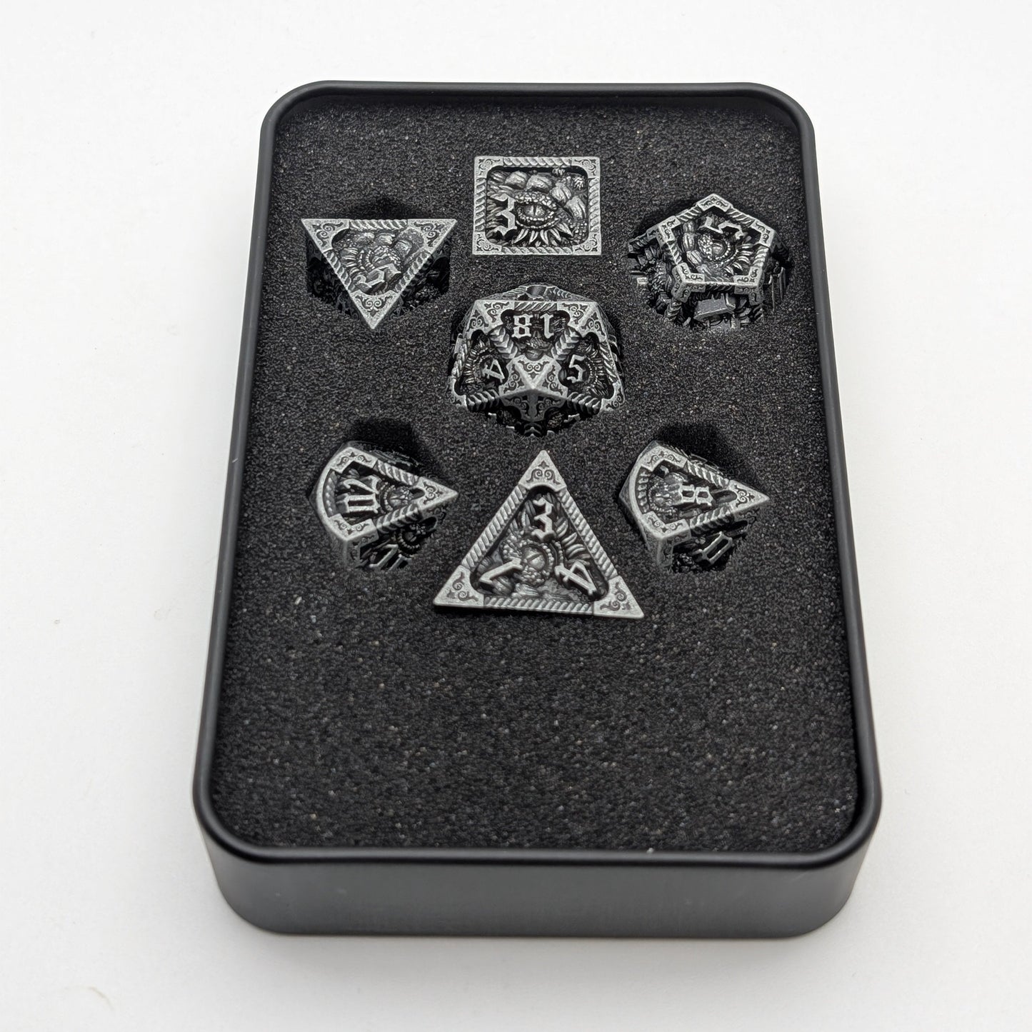Ancient Call "Elder Scroll" - 7 Piece DnD Dice Set | Metal RPG Gaming Dice
