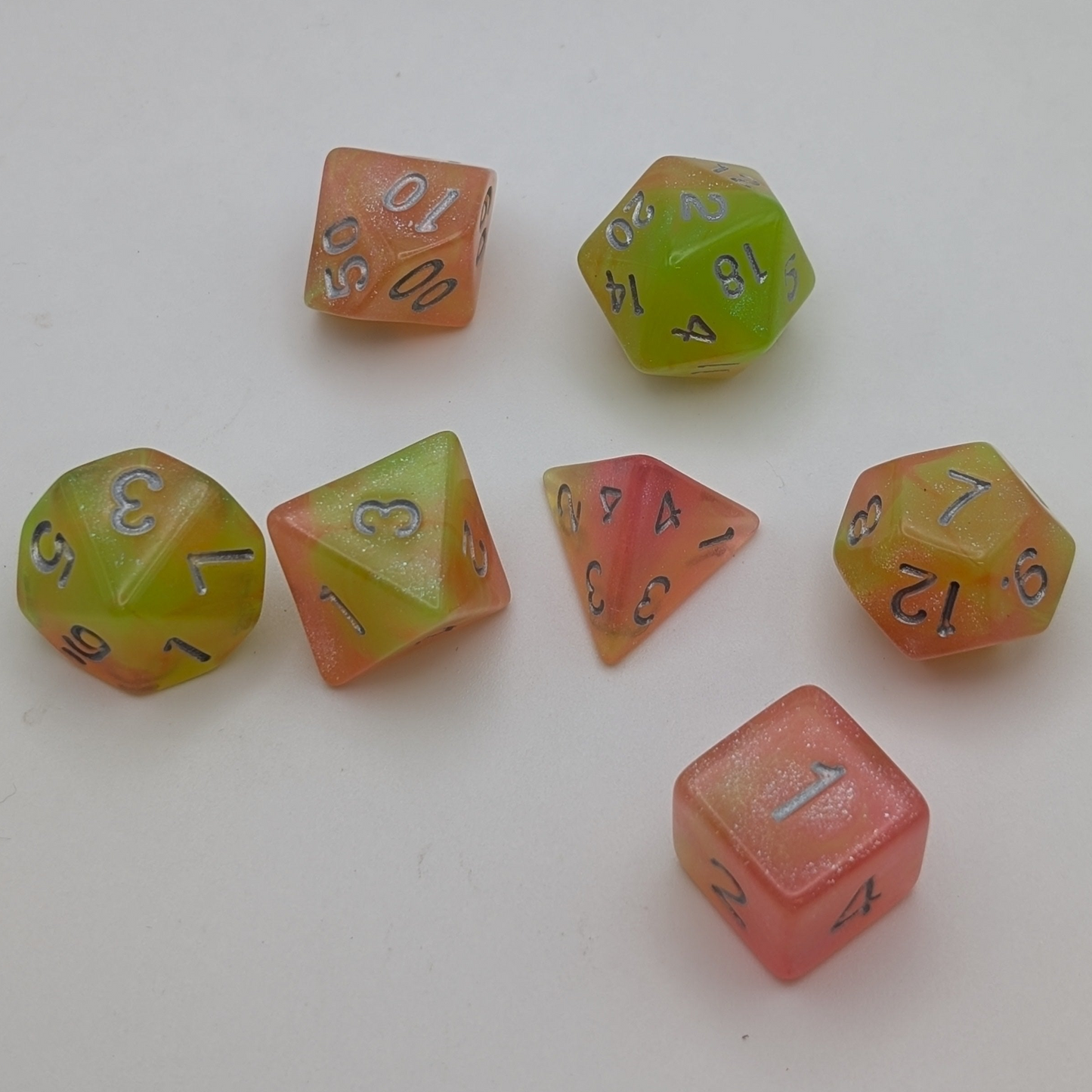 Summer's Joy - 7 Piece DnD Dice Set | Acrylic RPG Gaming Dice
