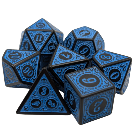 Magic Flame (Blue) - Enchanted Seas - 7 Piece DnD Dice Set | Acrylic RPG Gaming Dice