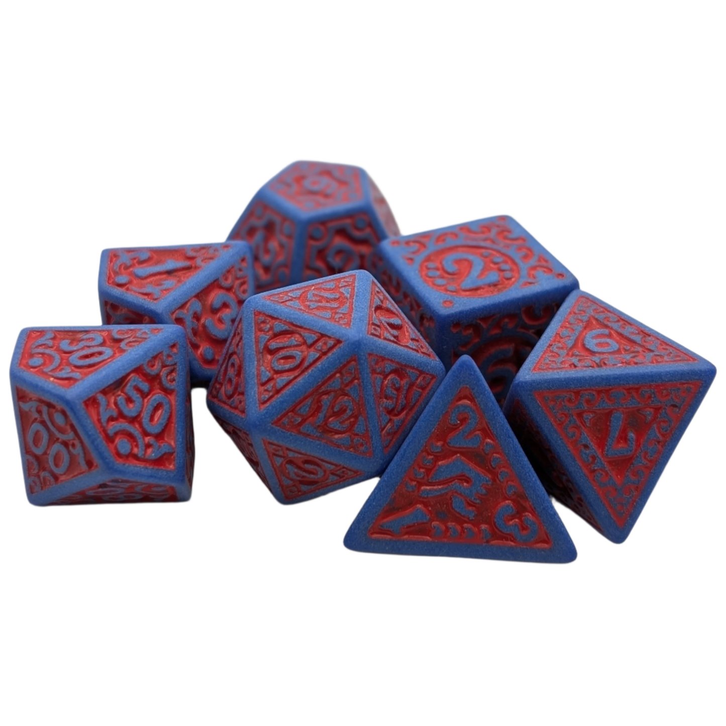 Magic Flame (Red Blue) - "Enchanted Hero" - 7 Piece DnD Dice Set | Acrylic RPG Gaming Dice