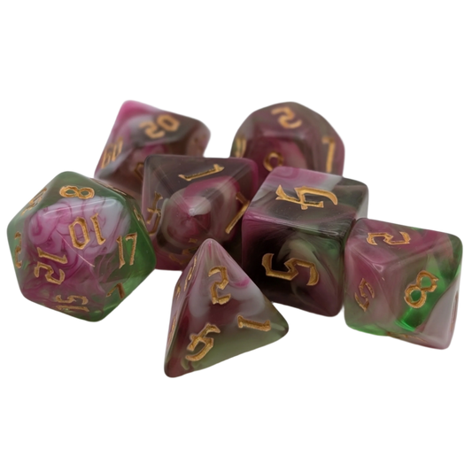 Superbloom - 7 Piece DnD Dice Set | Acrylic RPG Gaming Dice