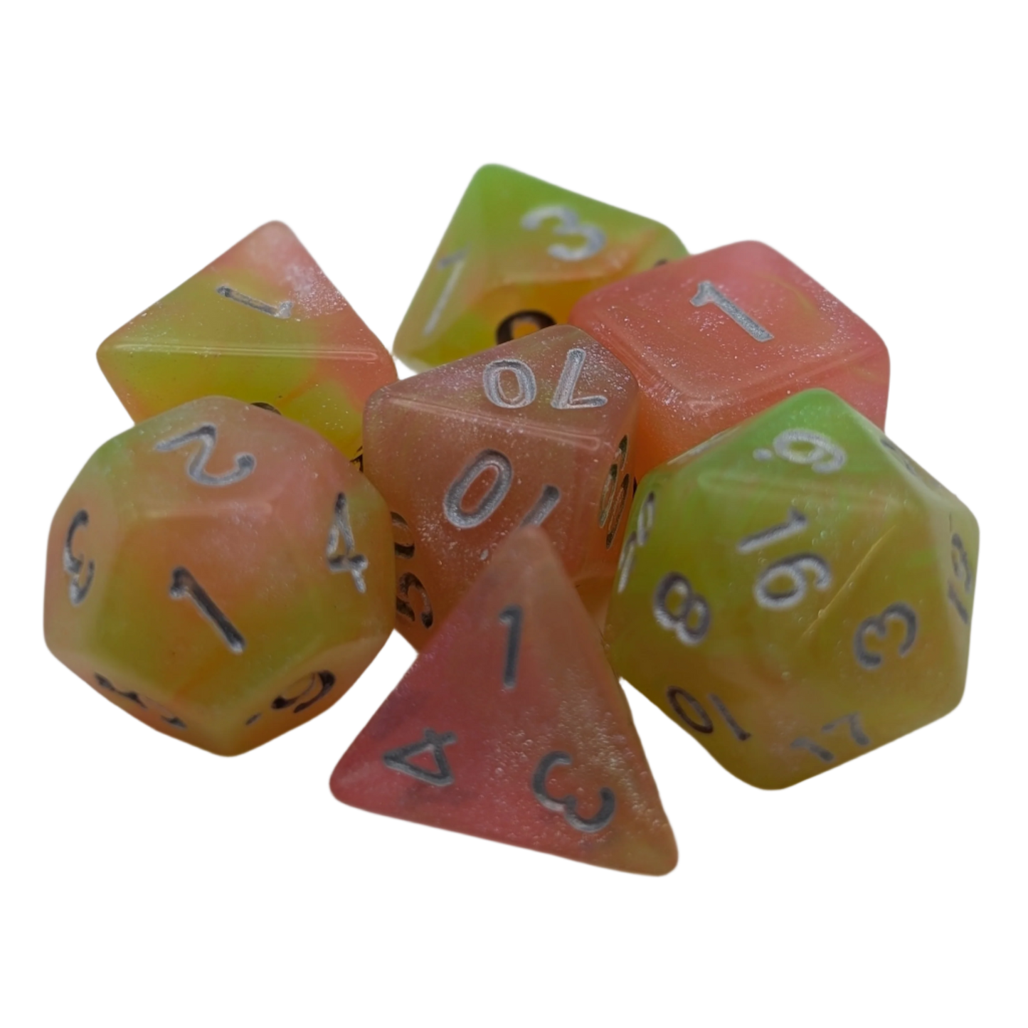 Summer's Joy - 7 Piece DnD Dice Set | Acrylic RPG Gaming Dice