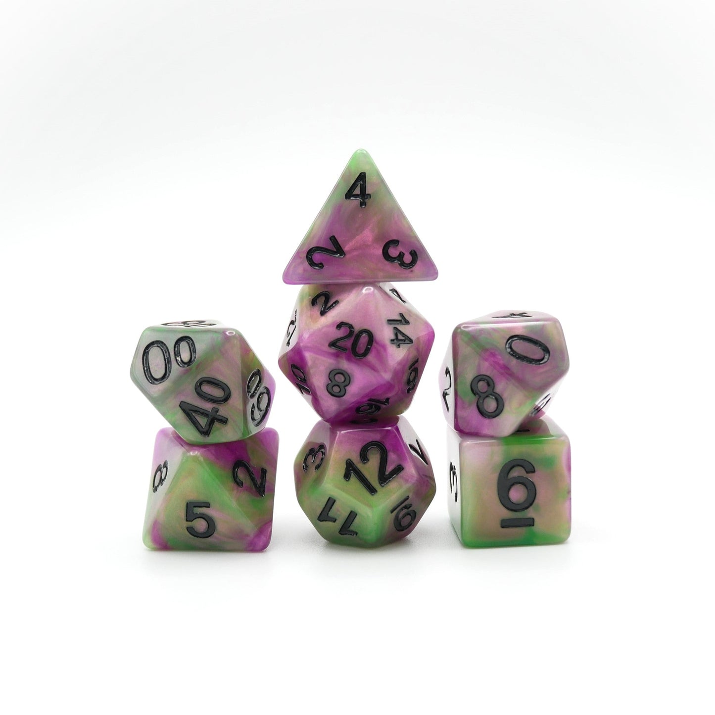 Poison Petals - 7 Piece DnD Dice Set | Acrylic RPG Gaming Dice