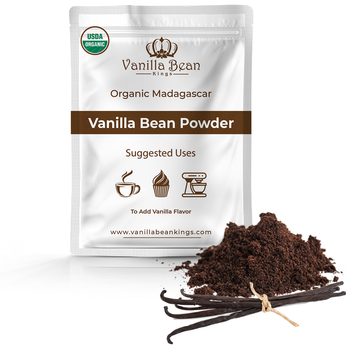 Organic Vanilla Bean Powder - Pure Ground Madagascar Vanilla Powder