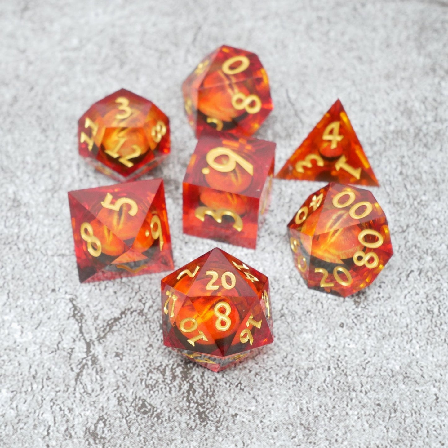 Sauron's Eye |  7 Piece Moving Eye DnD Dice Set | Acrylic RPG Gaming Dice