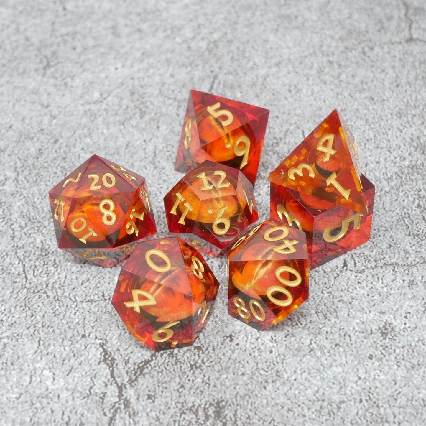 Sauron's Eye |  7 Piece Moving Eye DnD Dice Set | Acrylic RPG Gaming Dice