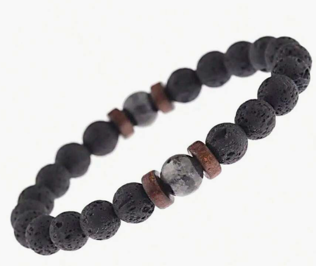 Volcanic Stone with Wooden Beads Relaxation Bracelet