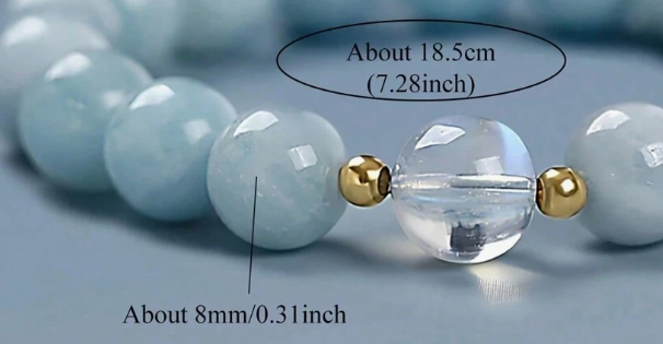 Courage - Aquamarine and White Crystal Beaded Bracelet