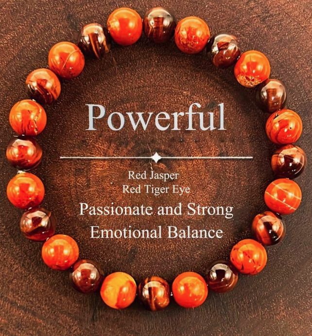 Powerful Protection Bracelet – Red Tiger Eye & Natural Stone Healing Bracelet