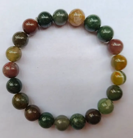 Natural Indian Agate Bead Bracelet – Grounding Stone for Protection, Strength & Emotional Balance