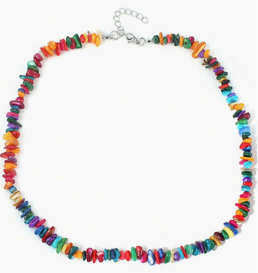 Vibrant Rainbow Puka Shell Necklace – Pride-Inspired Statement Jewelry