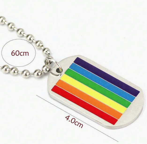 Rainbow Dog Tag Necklace – LGBTQ+ Pride Pendant on 24" Ball Chain