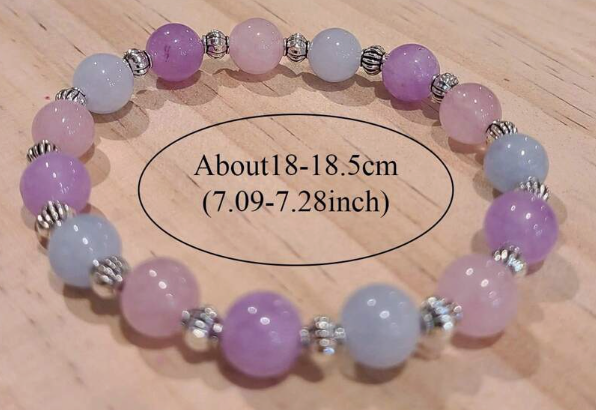 Calming Bracelet – Aquamarine & Kunzite Beads | Reduce Stress & Embrace Inner Peace