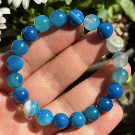 Ocean Energy Blue Agate Bracelet – 10mm Natural Stone Beads