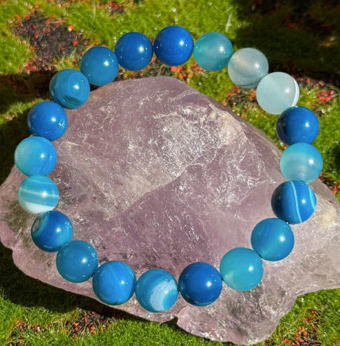 Ocean Energy Blue Agate Bracelet – 10mm Natural Stone Beads