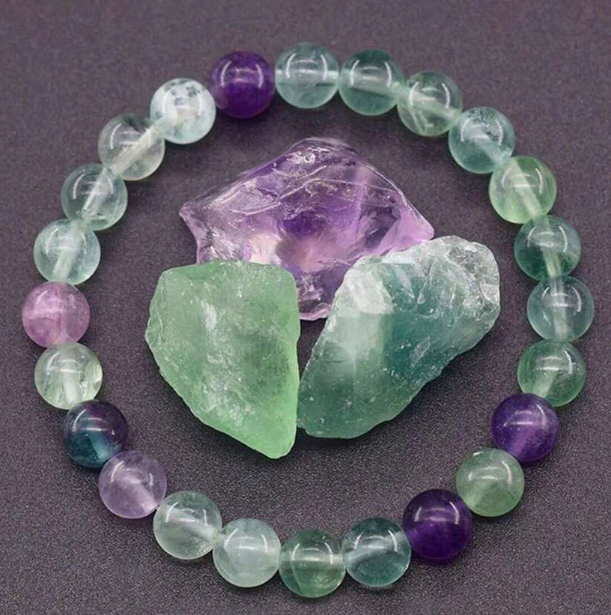 Natural Fluorite Spiritual Healing Bracelet – 8mm or 10mm Gemstone Beads