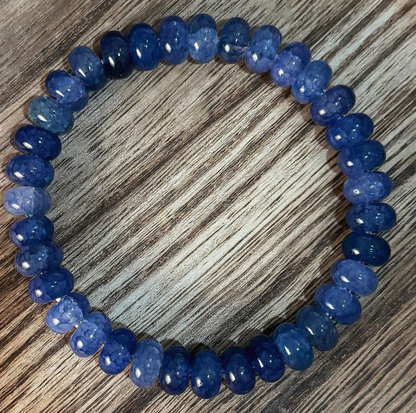 Blue Agate Intuition & Serenity Bracelet – Faceted Rondelle Beads (Small to Medium Wrists)