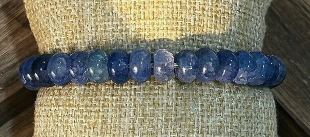 Blue Agate Intuition & Serenity Bracelet – Faceted Rondelle Beads (Small to Medium Wrists)
