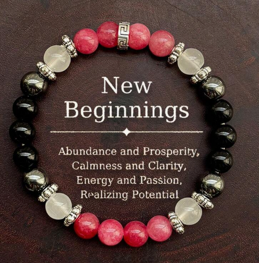 New Beginnings Energy Bracelet – Lepidolite, Hematite, Black Tourmaline & Moonstone