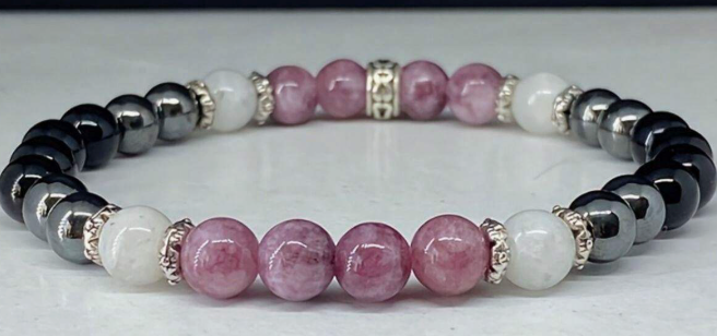 New Beginnings Energy Bracelet – Lepidolite, Hematite, Black Tourmaline & Moonstone