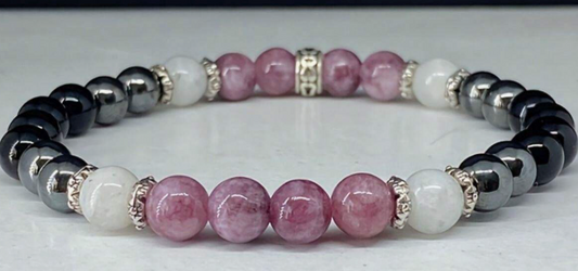 New Beginnings Energy Bracelet – Lepidolite, Hematite, Black Tourmaline & Moonstone