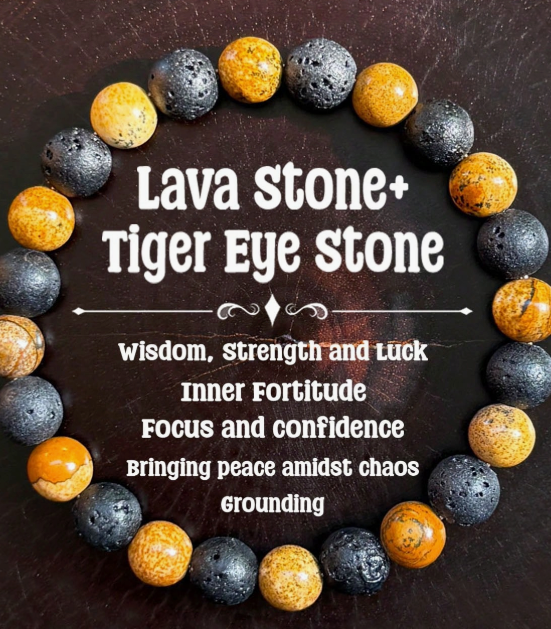 Earth & Ember Bracelet – Lava Stone & Picture Jasper for Grounding and Inner Strength