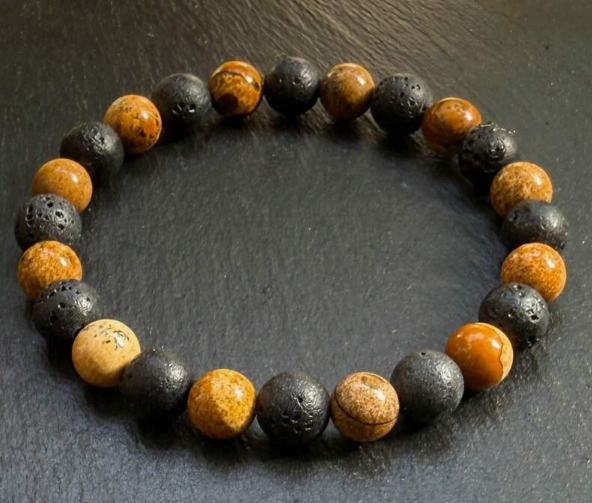 Earth & Ember Bracelet – Lava Stone & Picture Jasper for Grounding and Inner Strength