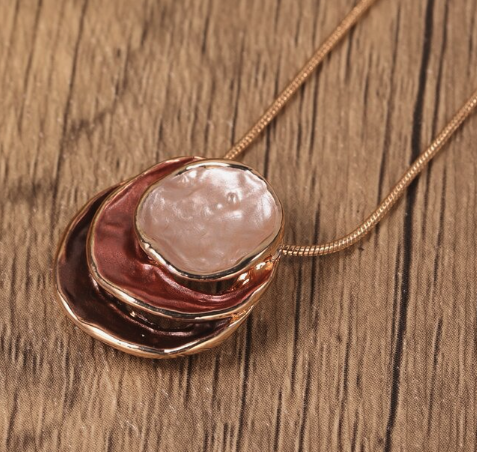 Geometric Beach Vibes Charm Necklace – Gold or Blue Tone Options 🌊✨