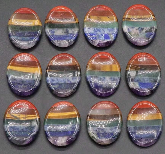 Chakra Crystal Palm Stone – Natural Worry Stone (1.4 x 1.8 inches)