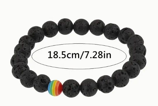 Lava Stone Beads LGBTQ Pride Rainbow Bracelet