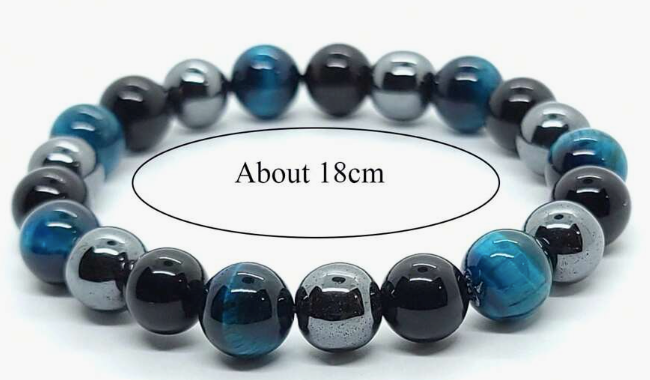Triple Protection Bracelet - Blue Tiger Eye, Black Obsidian, Hematite