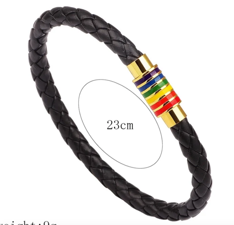 Pride Leather Bracelet – Choice of Silver or Gold Tone Finish