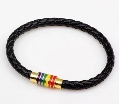 Pride Leather Bracelet – Choice of Silver or Gold Tone Finish