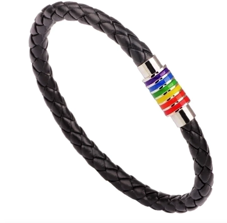 Pride Leather Bracelet – Choice of Silver or Gold Tone Finish