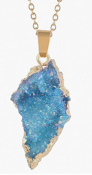 Asymmetrical Natural Crystal Agate Geode Pendant Necklace – Raw Beauty, Vibrant Energy