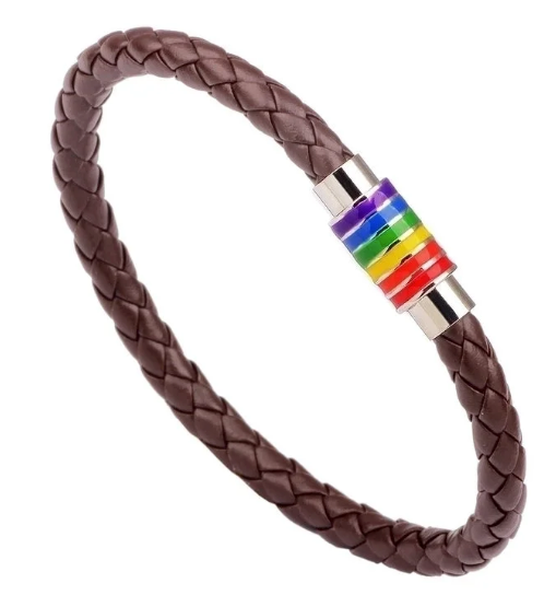 Pride Leather Bracelet – Choice of Silver or Gold Tone Finish
