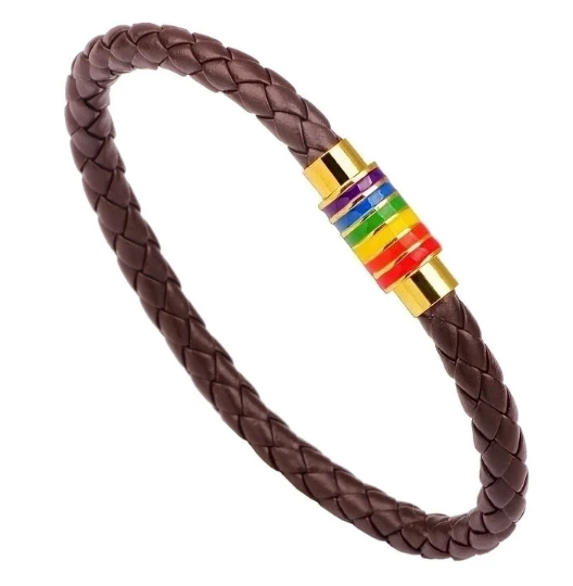 Pride Leather Bracelet – Choice of Silver or Gold Tone Finish
