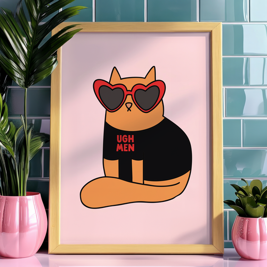 Ugh Men Cat Unframed Art Print