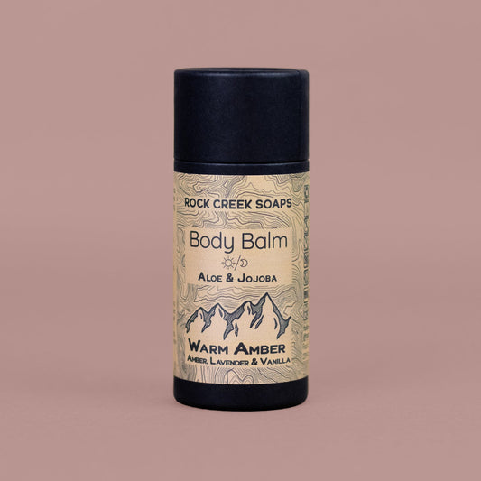 WARM AMBER BODY BALM | Solid Lotion Bar - Black Amber & Vanilla with French Lavender