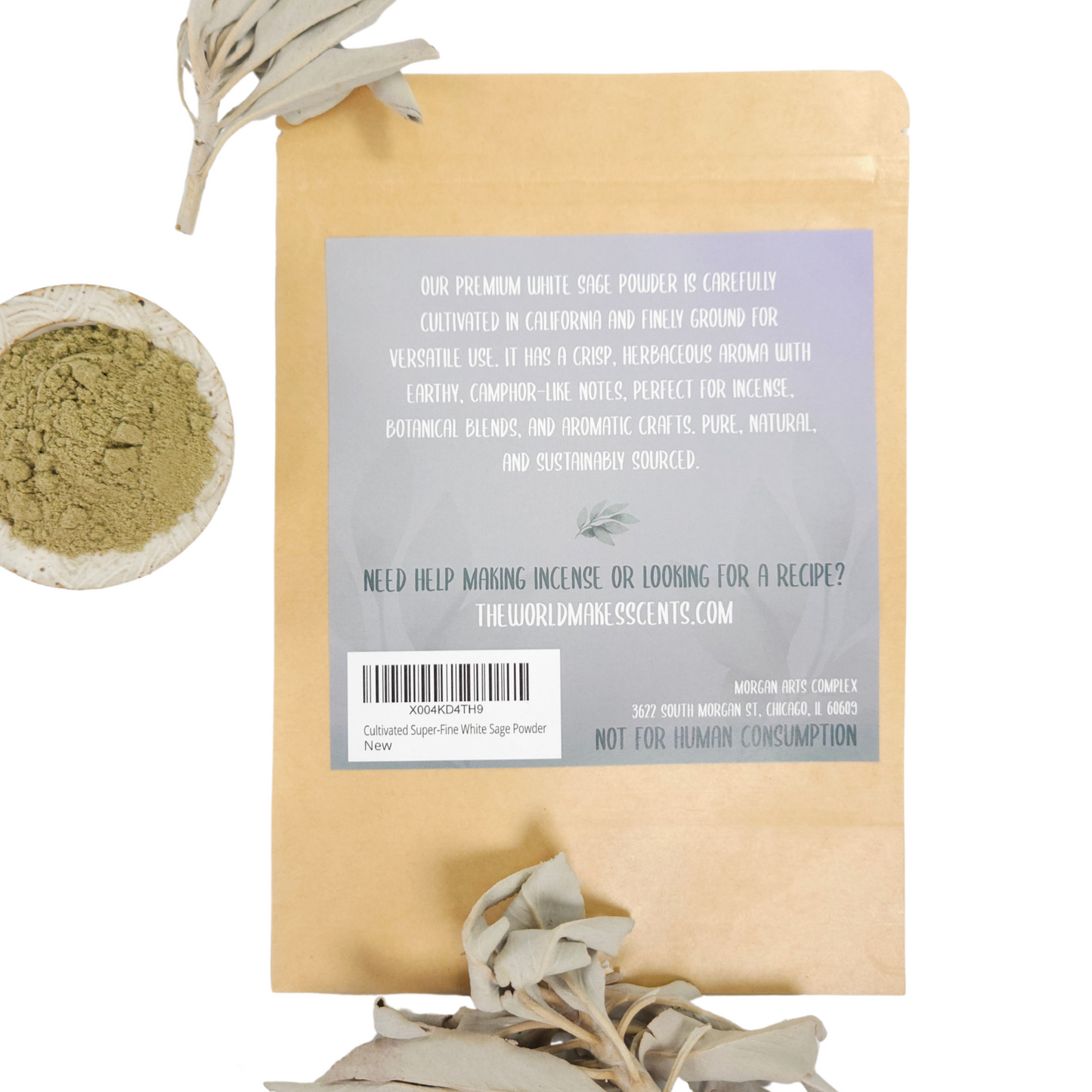 Super-Fine White Sage Powder (Salvia apiana) 2oz (57g) Cultivated On A California Farm