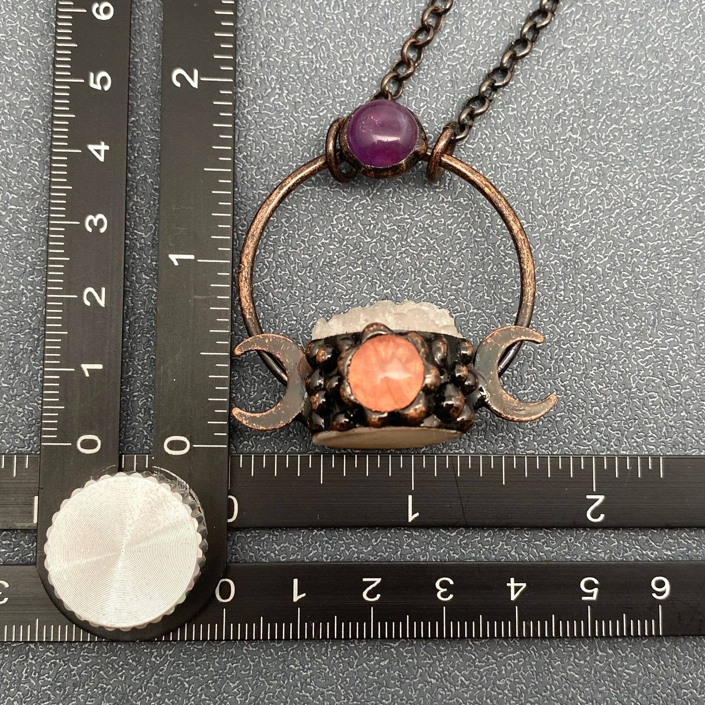 White Crystal & Amethyst & Powder Crysta Craft Moon Charm-CS