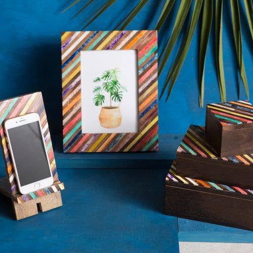 Banka Mundi Phone Stand for Desk - Handcrafted Wood, Bone