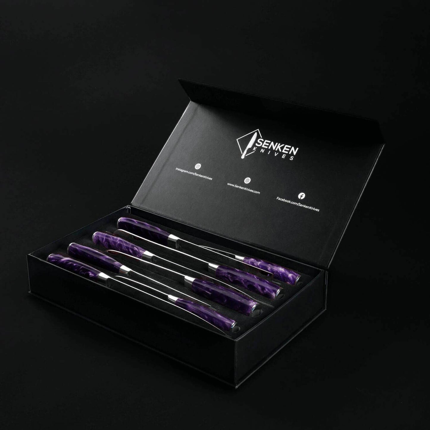 8-Piece Japanese Kitchen Knife Set with Purple Resin Handle