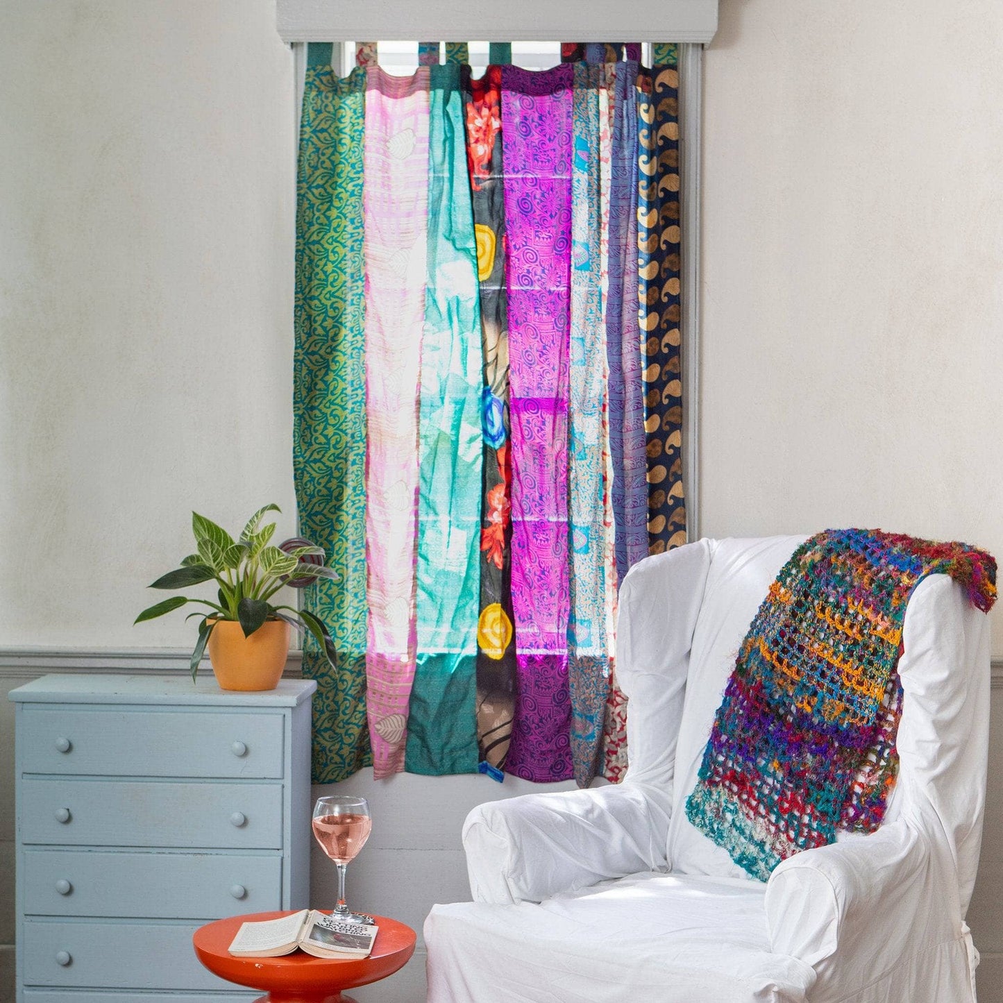 Rainbow Oasis: Recycled Sari Curtains