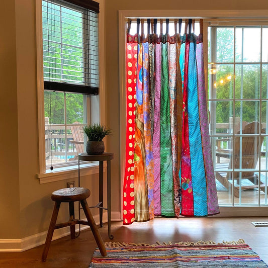 Rainbow Oasis: Recycled Sari Curtains