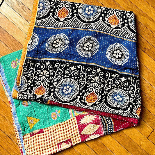 Vintage Kantha Quilted Blankets